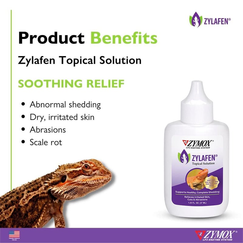 Zymox Zylafen Topical Solution for Reptiles, 1.25 oz. – Supports Healthy, Complete Shedding for Lizards, Snakes, Turtles & Frogs – Soothes Irritated Skin: Abrasions, Wounds, & Abnormal Shedding - Image 2