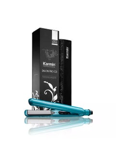 Karmin KARMIN G3 Salon Pro 1 Professional Tourmaline Ceramic Flat Iron Hair Straightener Ionic Hair Straightening Styling Iron Straighten Curl Wave Dual Voltage Auto Shut Off Carrying Case Turquoise 