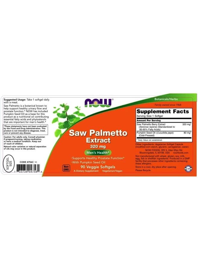 Now Foods Saw Palmetto Extract Dietary Supplement - 90 Softgels - Image 3