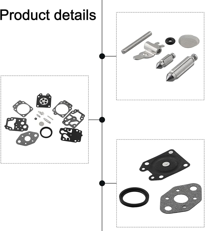 FABULETTA T26CS B26PS Trimmer Carburetor Repair Kit with Diaphragm Gaskets Needles - Image 4