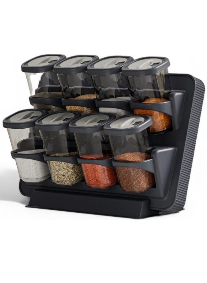 8-piece spice organizer can be used as a space-saving wall organizer, or as a countertop organizer with extra strong adhesive, kitchen spice rack organizer with 450ml jar capacity