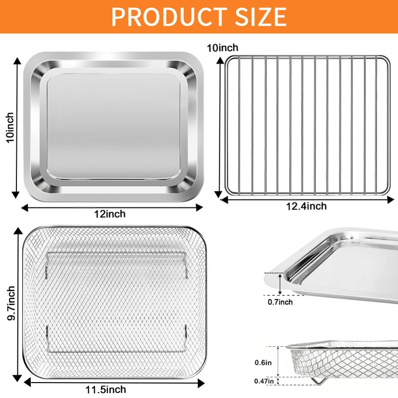 GWY Air Fryer Baking Pan Set for Emeril Lagasse Everyday 360 Air Fryer 12''Ã—10'' Steel Non-stick Air Fryer Accessories Grill Pan Crisper Plate Replacement Partsï¼ŒNot Fit For Emeril French Door Model - Image 2