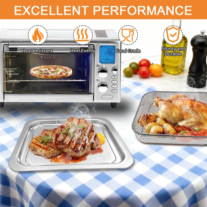 GWY Air Fryer Baking Pan Set for Emeril Lagasse Everyday 360 Air Fryer 12''Ã—10'' Steel Non-stick Air Fryer Accessories Grill Pan Crisper Plate Replacement Partsï¼ŒNot Fit For Emeril French Door Model - Image 4
