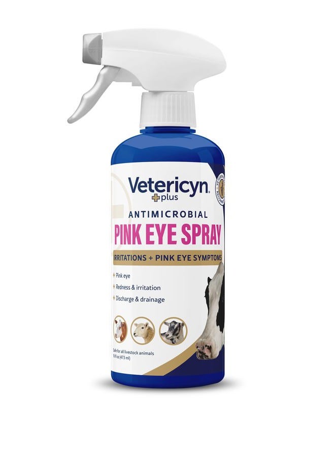 Plus Livestock Pink Eye Spray | Conjunctivitis Relief for Animals, Safe and Non-Toxic Formula to Relieve Redness, Irritation, and Discharge. 16 Ounces