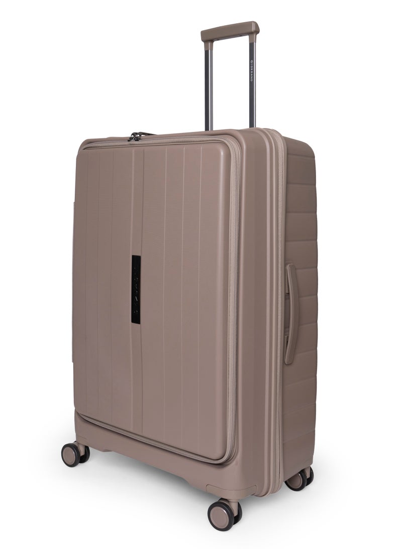 GIORDANO Giordano Titanium 28-Inch Check-In Luggage – Large Hard Shell Trolley Suitcase with Extra Secure Lock, Expandable Luggage Design, 360° Double Spinner Wheels, Lightweight Unbreakable Travel Bag – Beige - Image 2