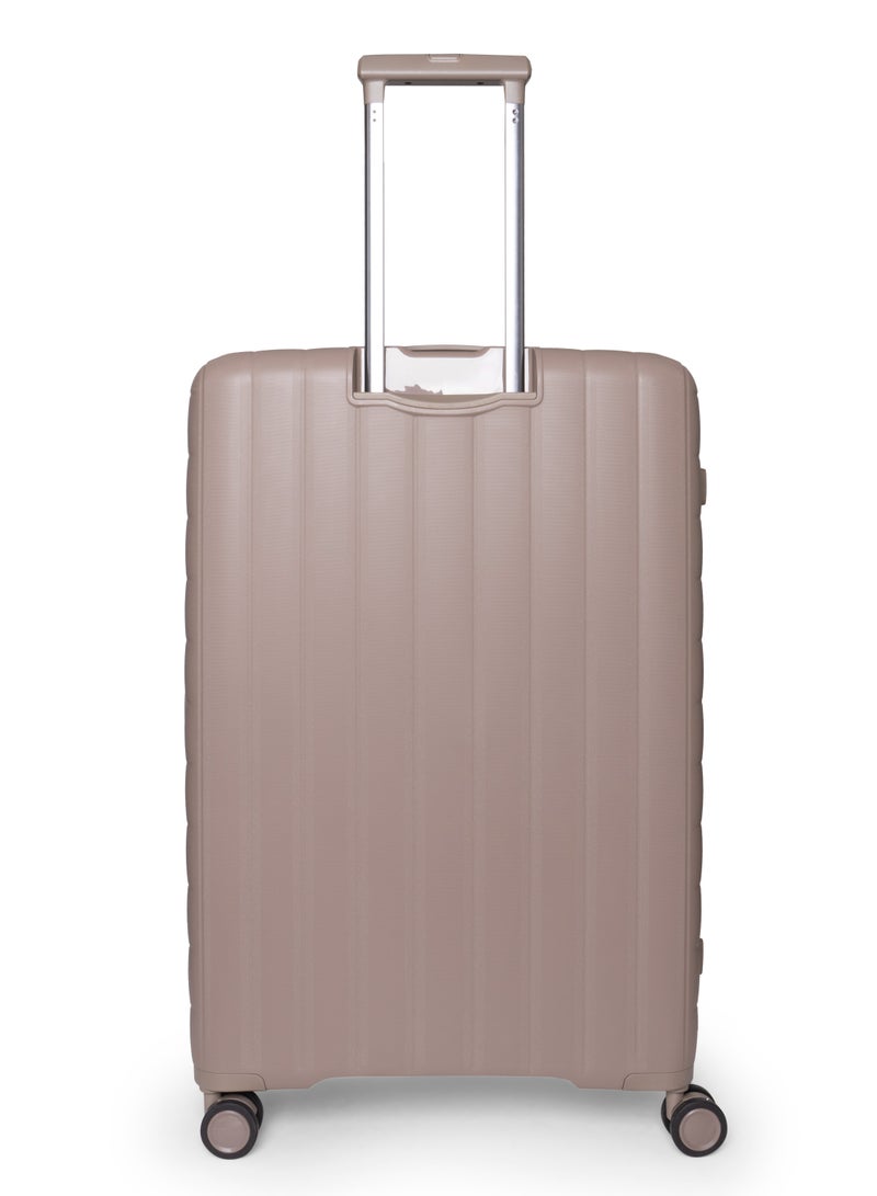 GIORDANO Giordano Titanium 28-Inch Check-In Luggage – Large Hard Shell Trolley Suitcase with Extra Secure Lock, Expandable Luggage Design, 360° Double Spinner Wheels, Lightweight Unbreakable Travel Bag – Beige - Image 3