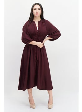 Women Plain Midi Dress, Plum