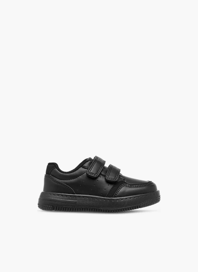 Boys Perforated School Shoes with Hook and Loop Closure