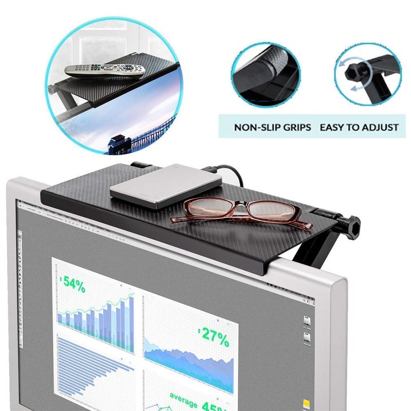 Rexmon Rexmon Foldable Screen Top Stand Screen Top Shelf Computer Monitor Riser Desktop Stand TV Wall Mount Rack Display Shelf Storage Rack Black 1 Pcs ABS Plastic  - Image 5