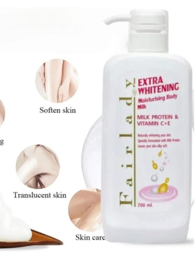 FAIRLADY Daily Milk Care Set: Body Moisturizing Lotion 700 ml and Hand & Nail Cream 100 ml Original - Image 2