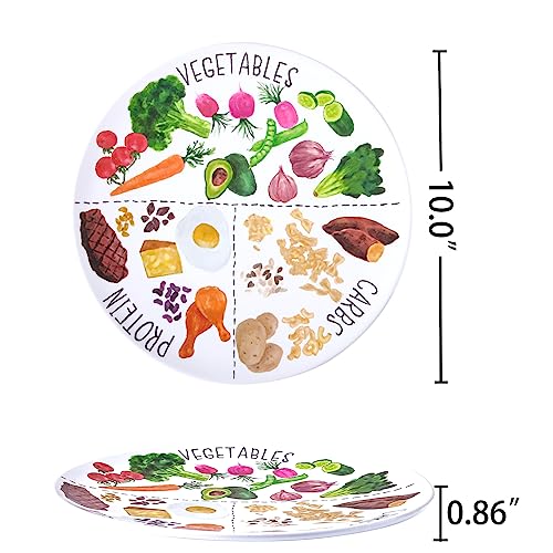 Viynran 10" Portion Control Plate for Balanced Eating - Healthy Nutrition Plate for Adults and Teens - Melamine Dividers, Weight Loss, Diabetes Plate (1 Pack) - Image 3