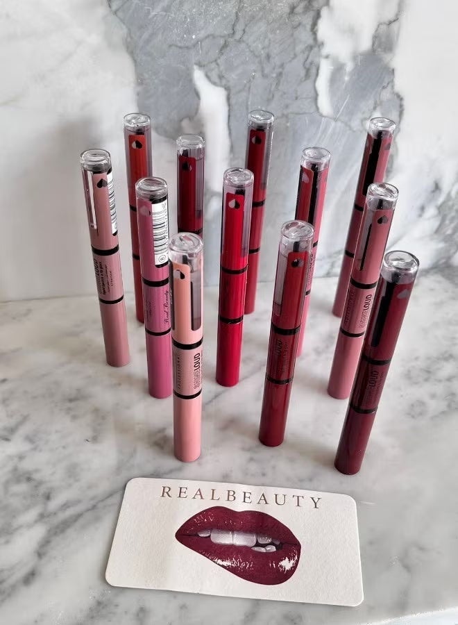 ريال بيوتي ارواج احمر شفاه12 لون ثابت مع ملمع شفاة - Image 4