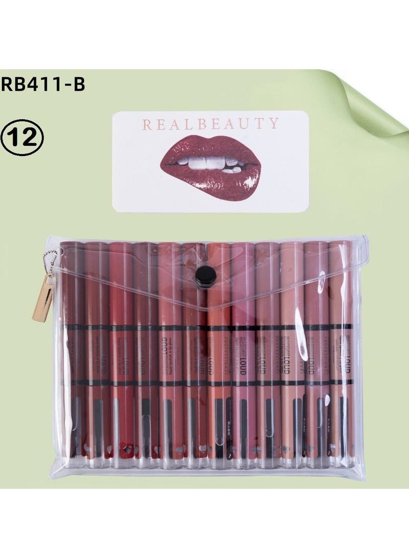 ريال بيوتي ارواج احمر شفاه12 لون ثابت مع ملمع شفاة - Image 2