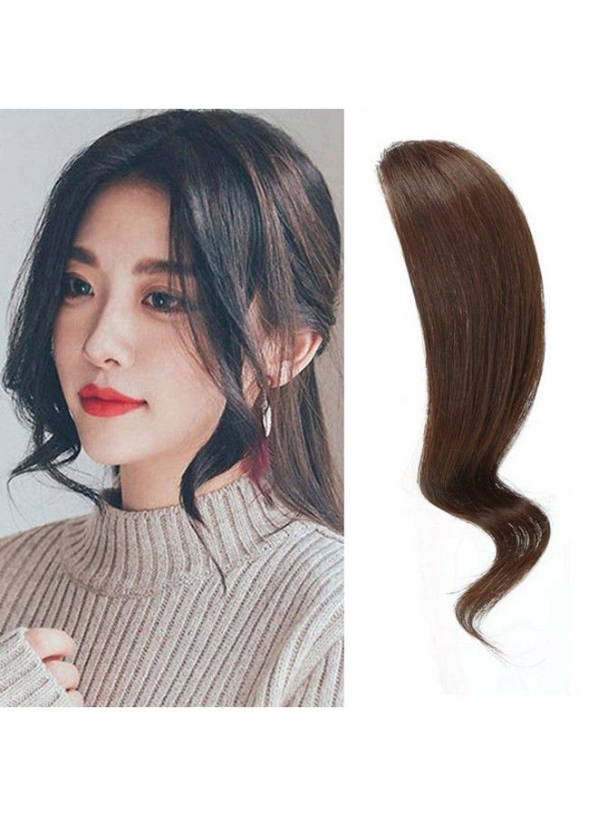 DSOAR 2Pcs Wave Side Bangs Real Human Hair Clip In Bangs Wave Fringe Hair Extension(Dark Brown) - Image 1