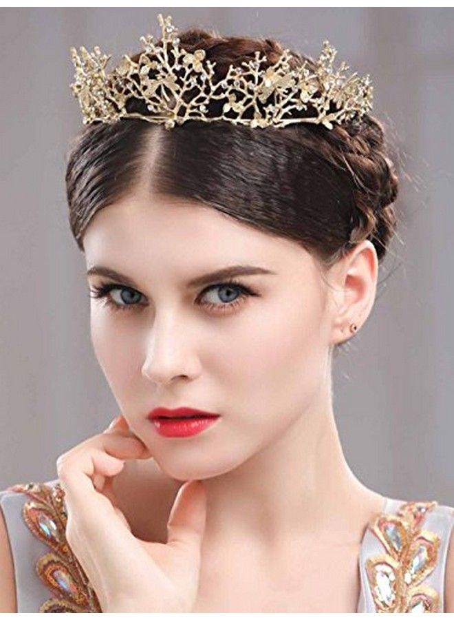 Aukmla تيجان ذهبية باروكية عتيقة لحفل الزفاف وإكسسوارات الشعر للنساء والفتيات - طوق رأس على شكل اليعسوب 71 - Image 5