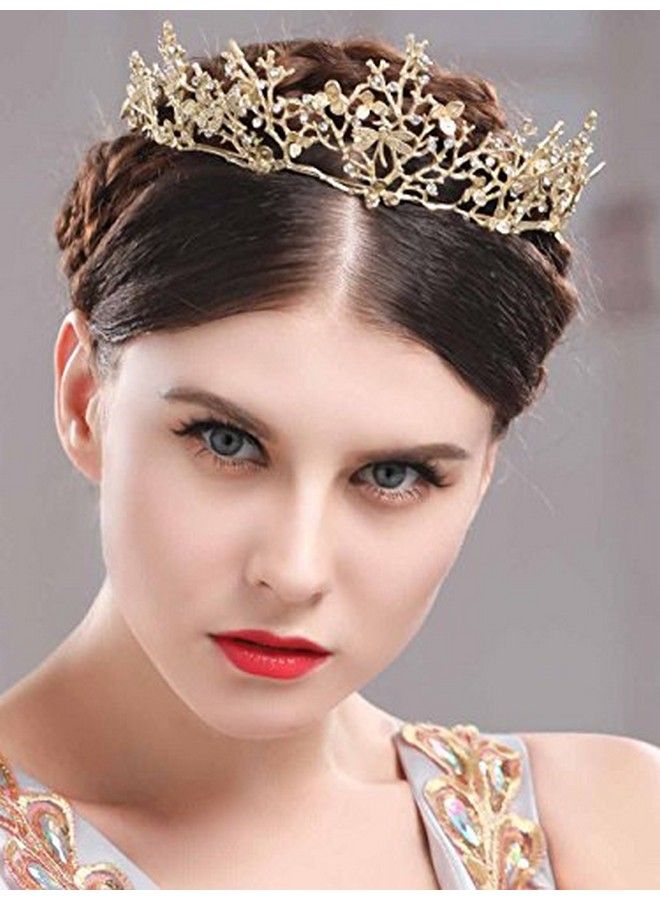 Aukmla تيجان ذهبية باروكية عتيقة لحفل الزفاف وإكسسوارات الشعر للنساء والفتيات - طوق رأس على شكل اليعسوب 71 - Image 4