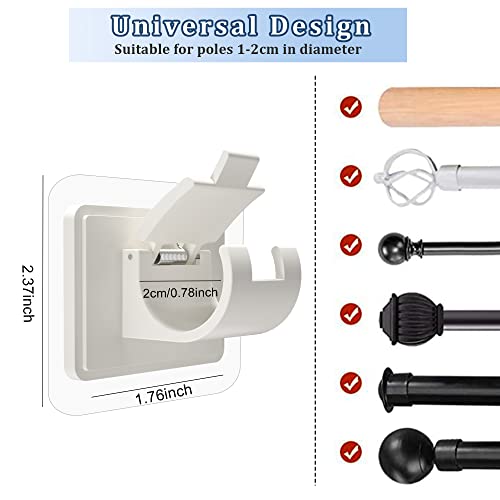 Codoule 8PCS Self Adhesive Curtain Rod Holders No Drill Curtain Rods Brackets No Drilling Nail Free Adjustable Curtain Rod Hooks Curtain Hangers for Bathroom Kitchen Home Bathroom Hotel - Image 3
