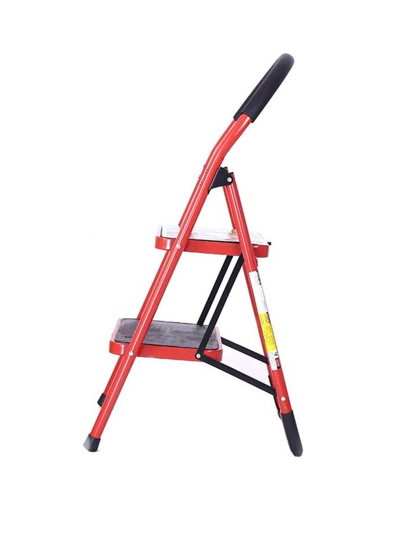 FAMLYJK Lightweight 2 Step Folding Ladder330lbs Red  - Image 2
