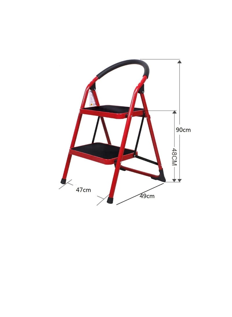 FAMLYJK Lightweight 2 Step Folding Ladder330lbs Red  - Image 3
