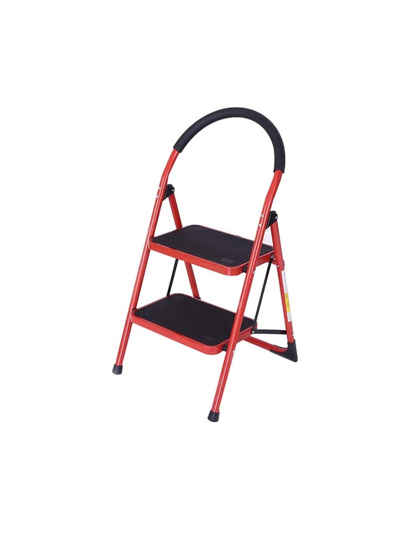 FAMLYJK Lightweight 2 Step Folding Ladder330lbs Red  - Image 1