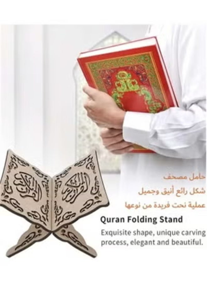 هومستر حامل كتب خشبي قابل للطي، حامل كتب بتصميم مبتكر، رف للكتب لقراءة المجلات والكتب المطبوعة والكتب الصلاة - Image 3