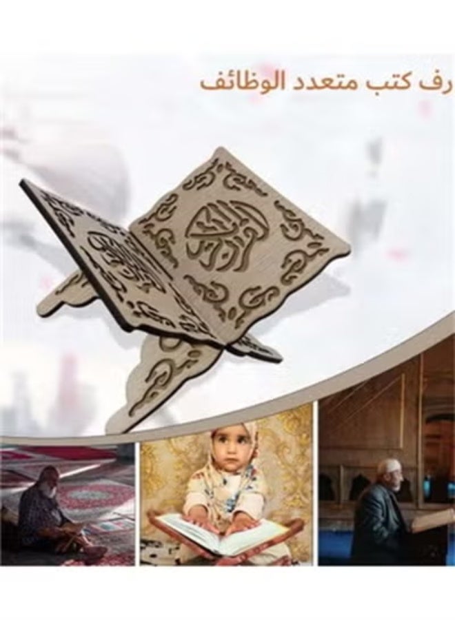 هومستر حامل كتب خشبي قابل للطي، حامل كتب بتصميم مبتكر، رف للكتب لقراءة المجلات والكتب المطبوعة والكتب الصلاة - Image 5