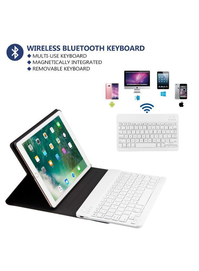 NIBEMINENT Bluetooth Keyboard Case Cover For Apple iPad Beige - Image 3