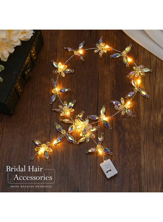 CASDRE Asdre Led Light Bride Wedding Hair Vine Silver Rhinestone Bridal Headpiece Crystal Headband Hair Accessories For Women And Girls  - Image 3