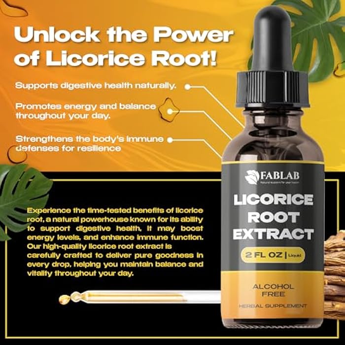 FabLab Licorice Root Extract - Herbal Immune Support- Glycyrrhiza Glabra Supplement for Digestion Restore Respiratory Health Fatigue -Non-GMO (2) - Image 2
