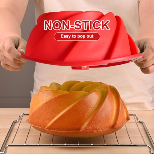 saphe Silicone cake pan, Bakeware Non Stick 10 inch round Cake Pan for making Cake, Jello, Gelatin, Bread, Brownie, Silicone fluted Cake mold - Image 4