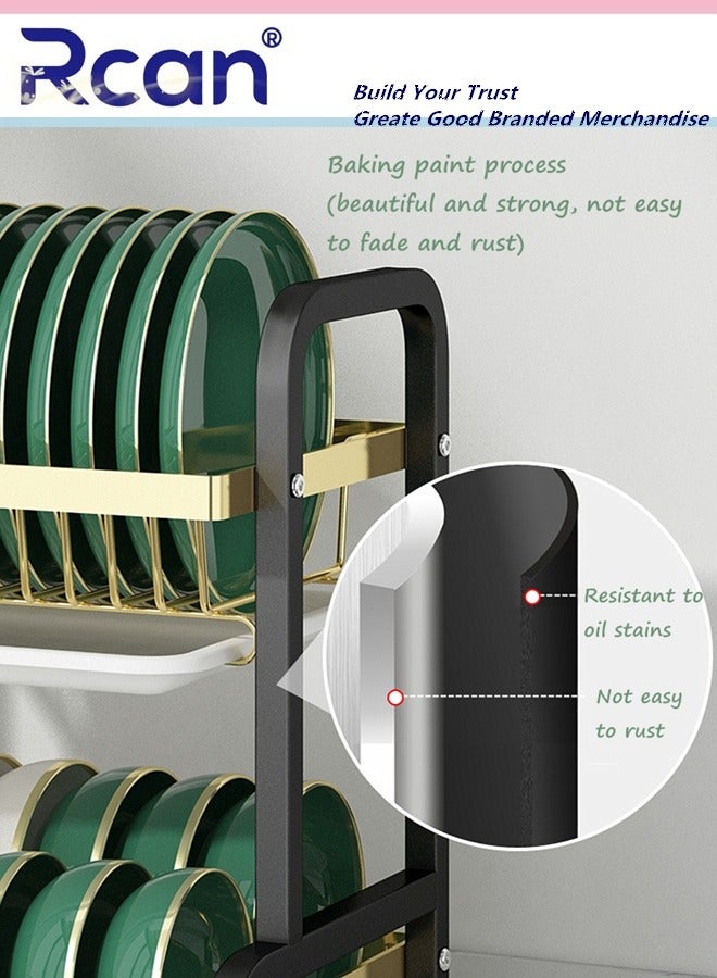 Rcan Dish Drying Rack 3 Tier Dish Rack Kitchen Multi-functional Stainless steel Removable Cutlery Drain Rack with Cutlery Holder Cup Cutting Board Rack Chopsticks Spoon Box for Cabinets and Countertops  - Image 4
