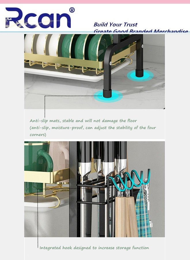 Rcan Dish Drying Rack 3 Tier Dish Rack Kitchen Multi-functional Stainless steel Removable Cutlery Drain Rack with Cutlery Holder Cup Cutting Board Rack Chopsticks Spoon Box for Cabinets and Countertops  - Image 5