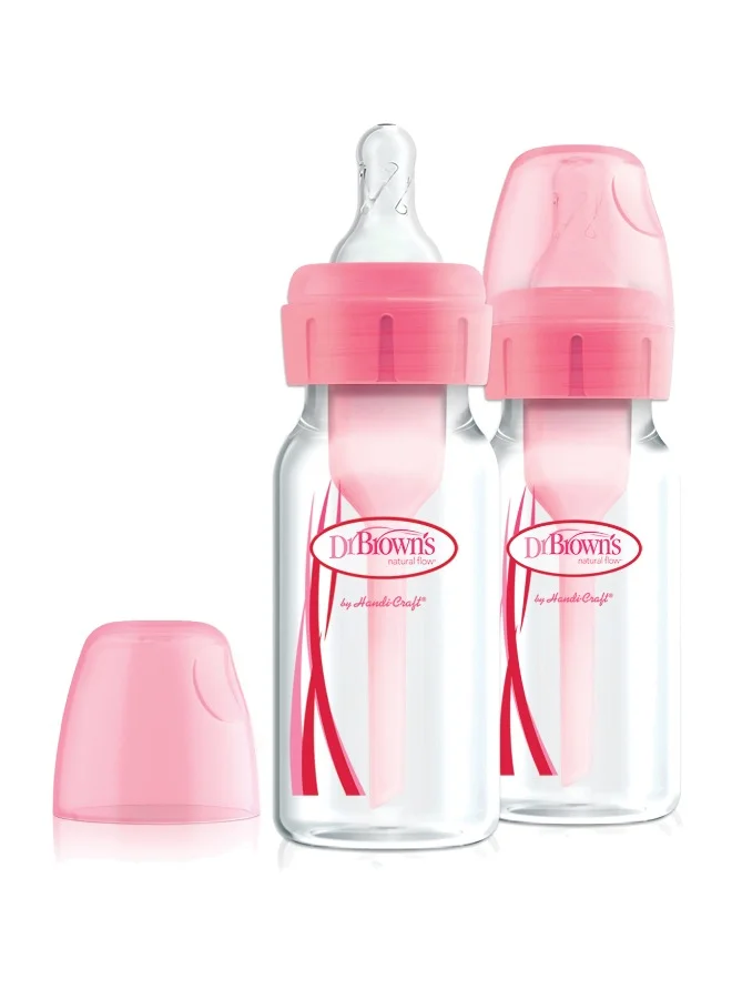 Dr. Brown’s 4 Oz/120 Ml Anti-Colic Pp Narrow Options+ Bottle - Pink, 2-Pack