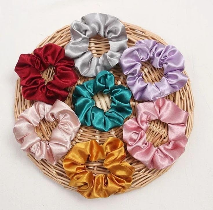 ETSAP Classic Satin Silk Scrunchies For Women And Girls Set Of 12 Scrunchie for Less Hair fall Hairbands Rubber Band Scrunchies For Girls Best Gift For Mom, Sister And Girlfriend, Multi - Image 2