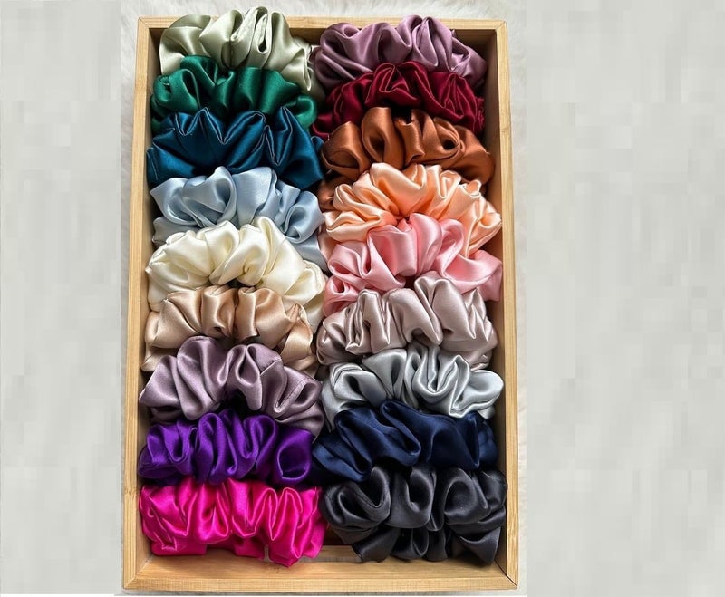 ETSAP Classic Satin Silk Scrunchies For Women And Girls Set Of 12 Scrunchie for Less Hair fall Hairbands Rubber Band Scrunchies For Girls Best Gift For Mom, Sister And Girlfriend, Multi - Image 1