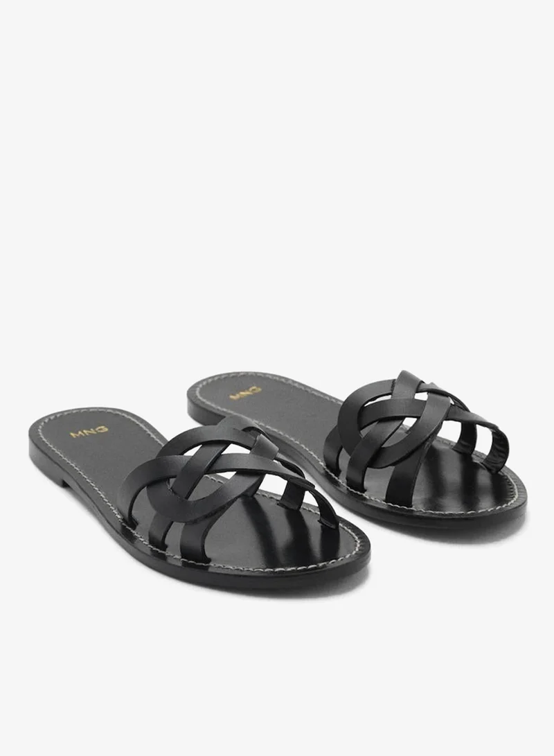 مانجو صنادل جلد بأشرطة متشابكة