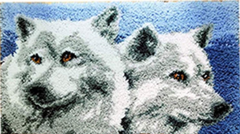 LUBOT 20" X 15" Wolf Latch Hook Kits Rug Making Kits DIY Crafts for Adults/Kids with Printed Canvas Pattern Crochet Kit - Image 1