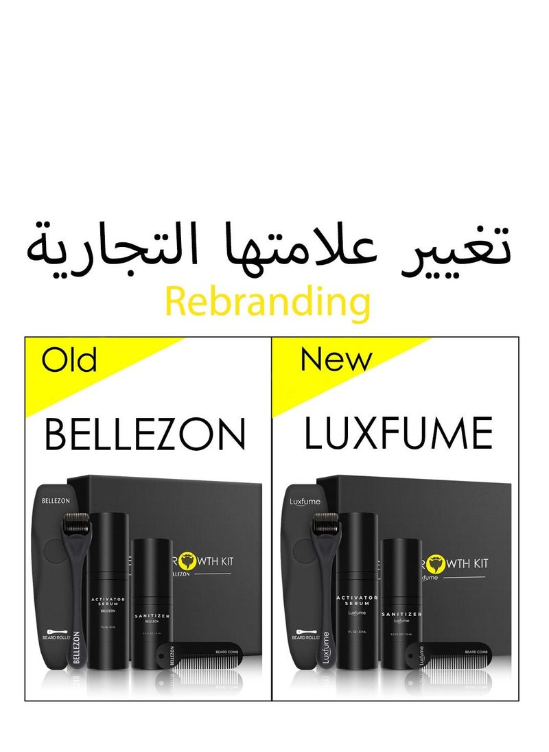 Luxfume مجموعة نمو اللحية مع رذاذ مطهر، أسطوانة لحية، مصل منشط لنمو الشعر، مشط لحية للعناية باللحية بشكل فعال، هدايا نمو الشعر للرجال  - Image 2