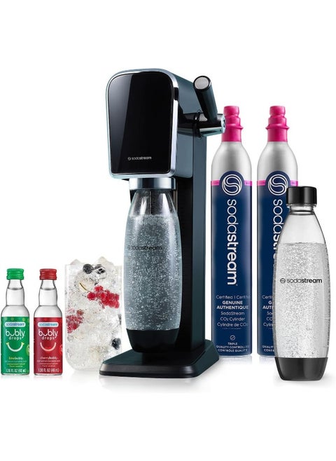 SodaStream Art Sparkling Water Maker Bundle (Black), with CO2, Dishwasher Safe Bottles, and Bubly Drops Flavors