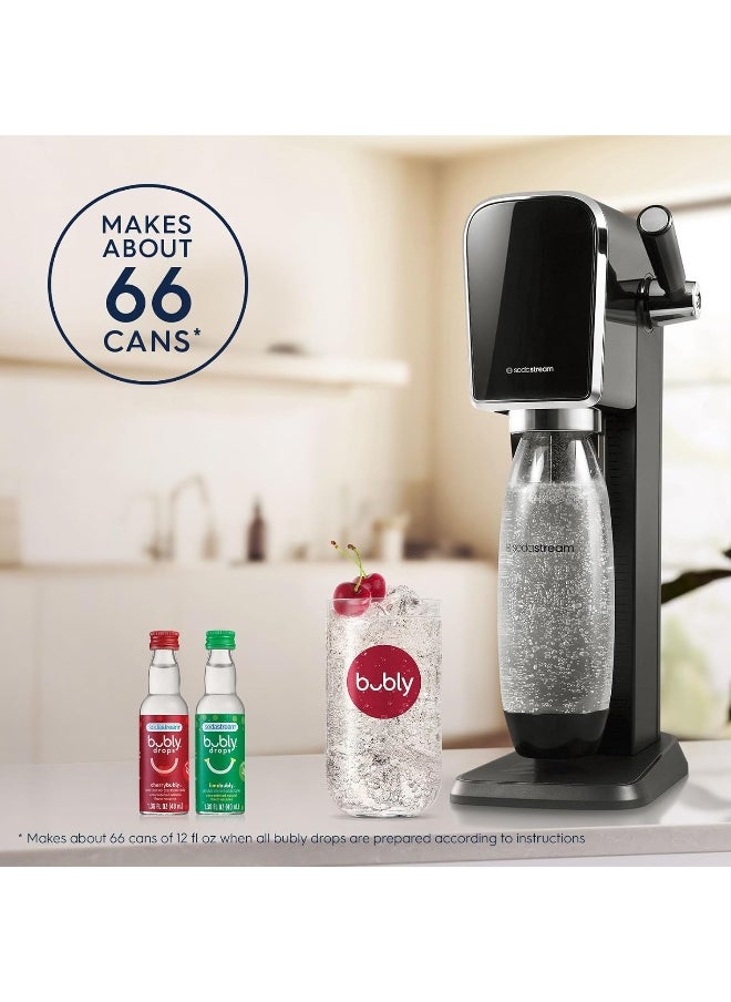 SodaStream Art Sparkling Water Maker Bundle (Black), with CO2, Dishwasher Safe Bottles, and Bubly Drops Flavors