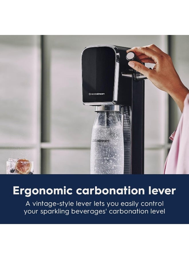 SodaStream Art Sparkling Water Maker Bundle (Black), with CO2, Dishwasher Safe Bottles, and Bubly Drops Flavors