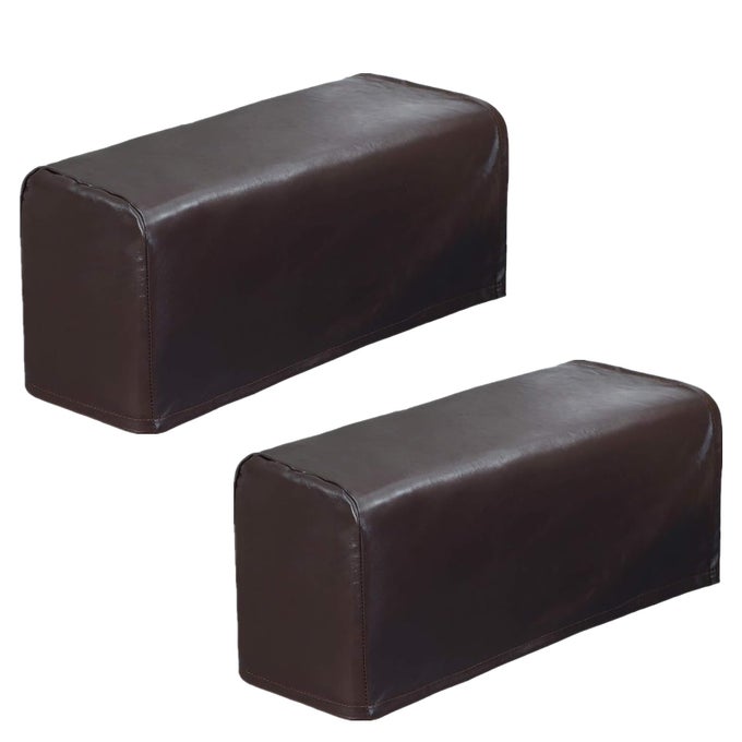Set of 2 PU Leather Sofa Armrest Cover AntiSlip Waterproof Furniture Armrest Protector Armchair Slipcovers for Recliner Sofa Chairs Coffee