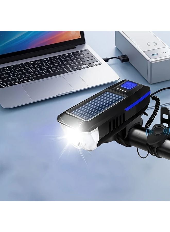 Blue USB Rechargeable Tactical Flashlight Horn 3 Mode Ultra Bright LED for Camping Hiking Cycling Emergency Light - Image 2