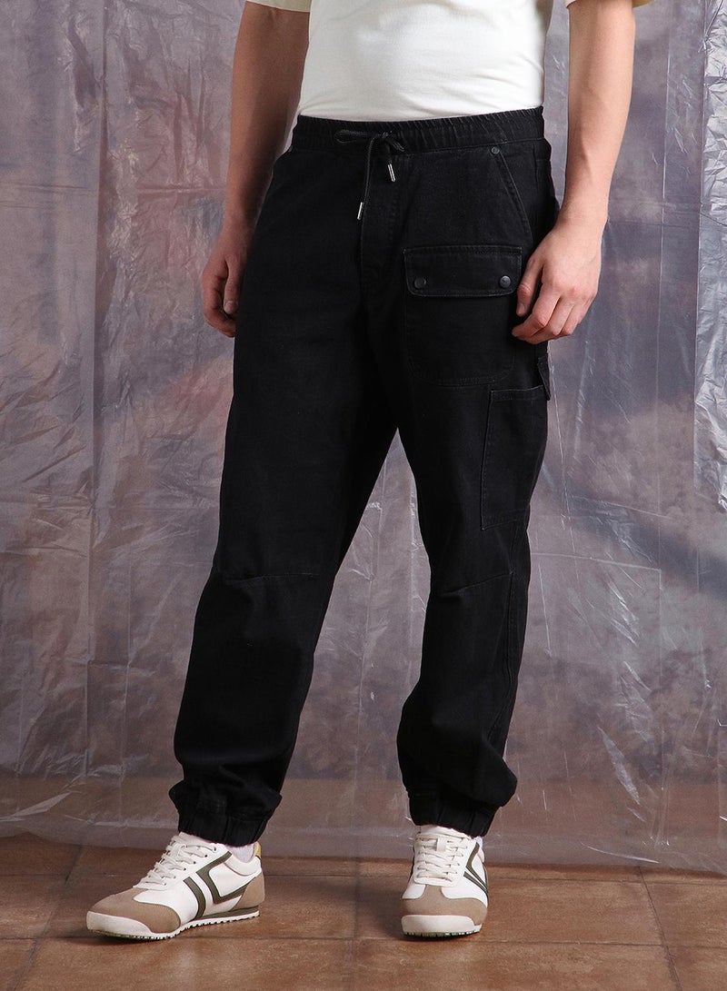 Hubberholme Men Comfort Straight Fit Clean Look Cargo Jogger Cotton Jeans - Image 3