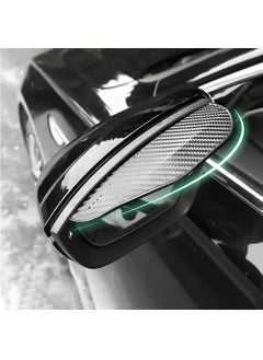 Generic Car Rear View Side Mirror Rain Shield, 2pcs Auto Truck Rear View Mirror Rain Eyebrow Sun Visor Universal Carbon Fiber Waterproof Rain Cover with 3M Fixing Sticker (Black)  - Image 3