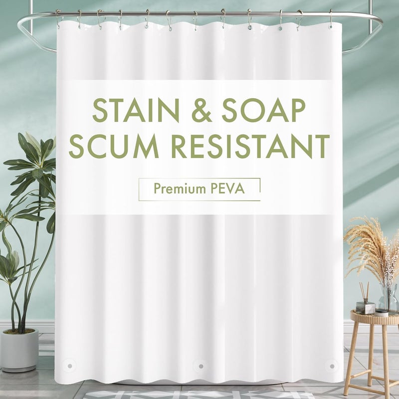AmazerBath Shower Curtain Liner, 72x72 Plastic White Shower Curtain Liner, Waterproof PEVA Cute Shower Curtains, Lightweight Shower Curtains for Bathroom with Magnets and 12 Rustproof Grommet Holes - Image 1