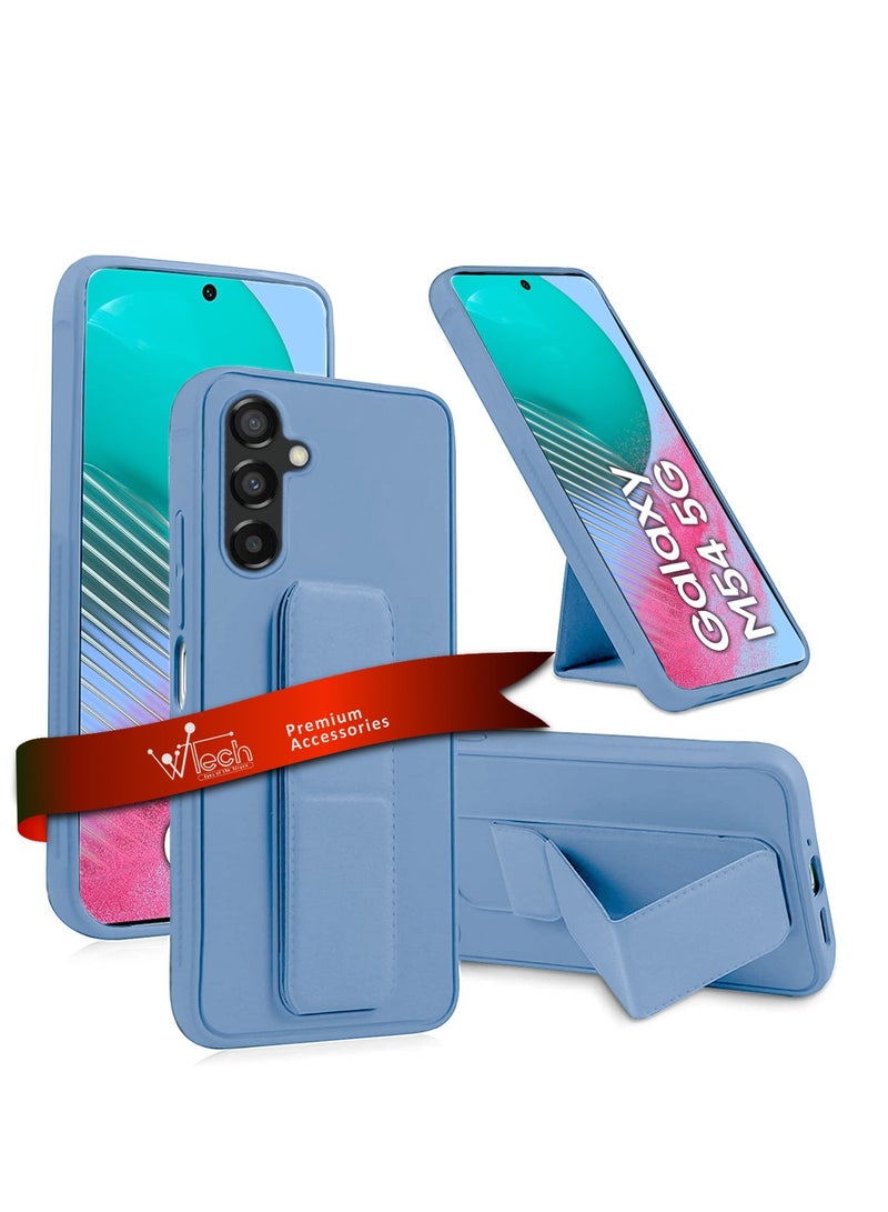 دبليو تيك قبضة يد قابلة للطي بمسند مغناطيسي وحزام معصم وقبضة إصبع مع غطاء حماية مدمج لهاتف سامسونج جالاكسي M54 5G 2023 أزرق سماوي - Image 1