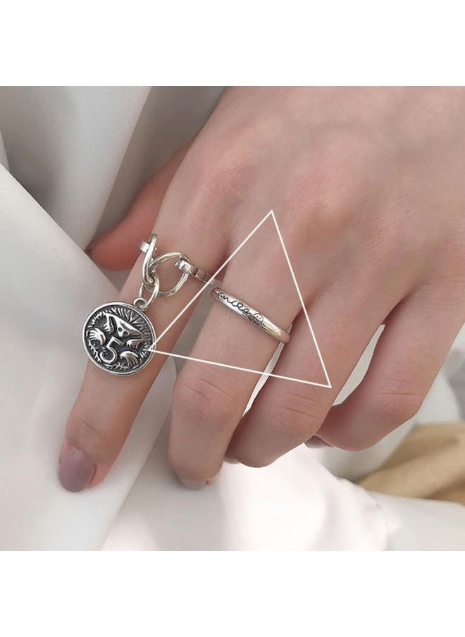 Generic S925 Sterling Silver Roman Numeral Open Index Finger Ring For Women Simple Trendy Internet Celebrity Personalized Ring Retro 