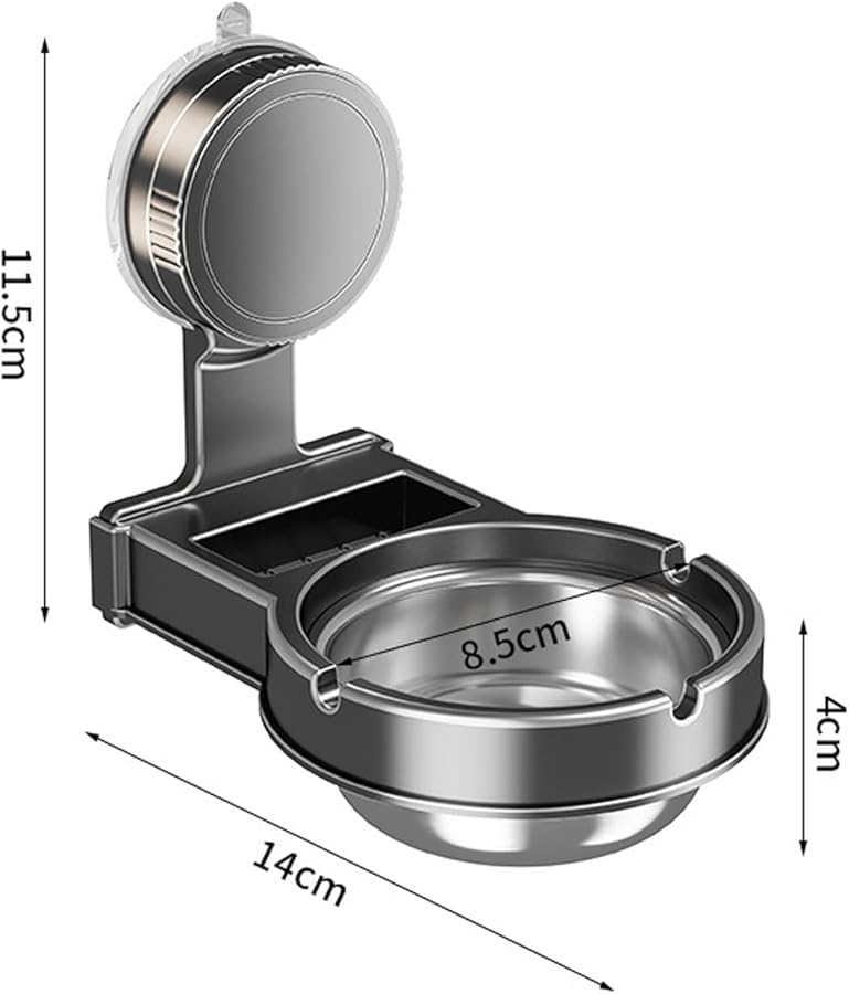 Sturdy Carbon Steel No Drill Wall Mounted Bathroom Ashtray Toilet Storage Receptacle - Image 5