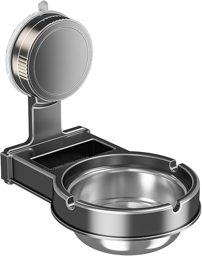 Sturdy Carbon Steel No Drill Wall Mounted Bathroom Ashtray Toilet Storage Receptacle - Image 1